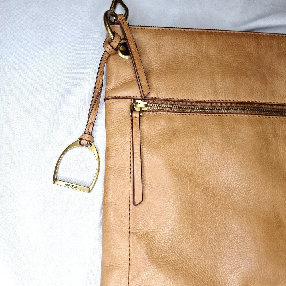 Margot New York Leather Messenger Hobo Handbag Purse Cognac Shoulder Bag Brown